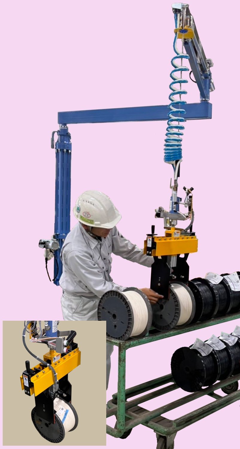 電線リールの運搬デモ